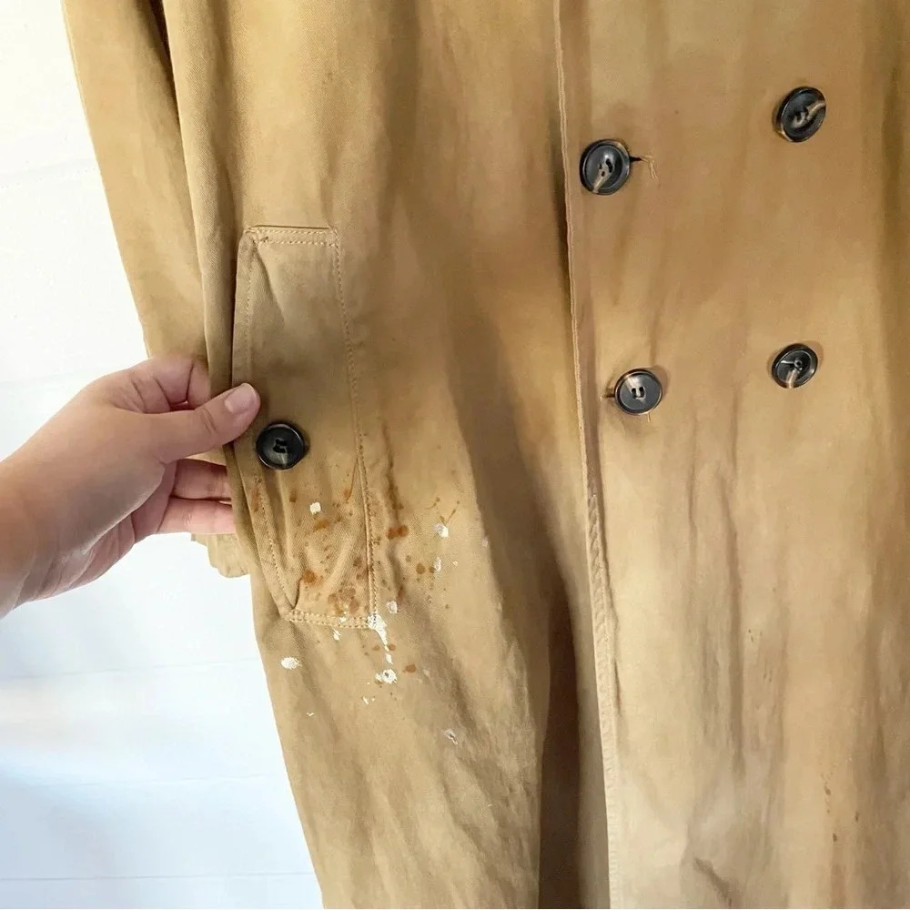 NSF Dorian Cotton Trench Coat in Antique Bronze Gold Foil Size Medium - Picture 10 of 16
